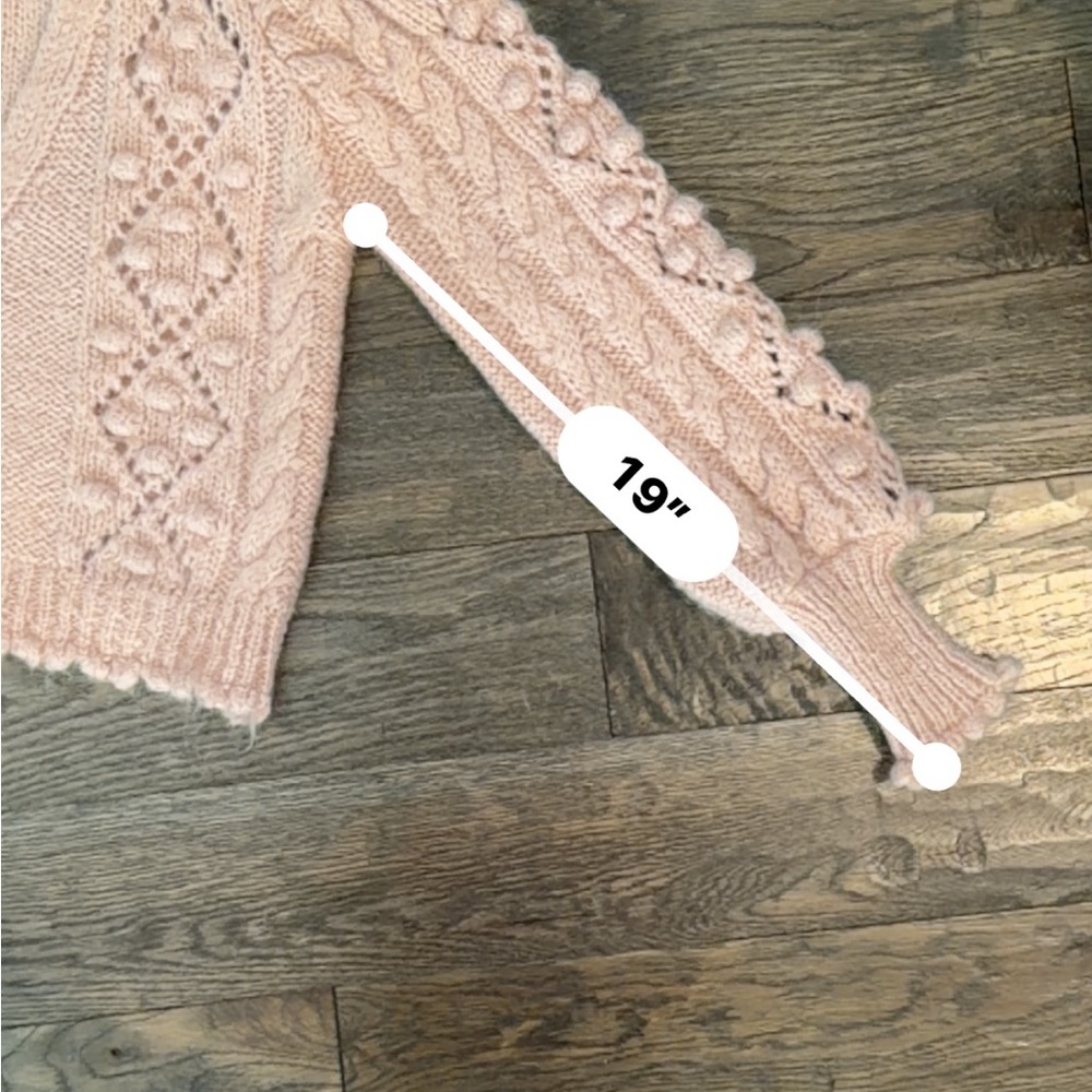 Zara Blush Pink Fuzzy Cable Knit Cardigan with Cute Buttons - Picture 10 of 16
